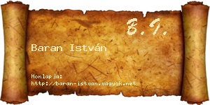 Baran István névjegykártya
